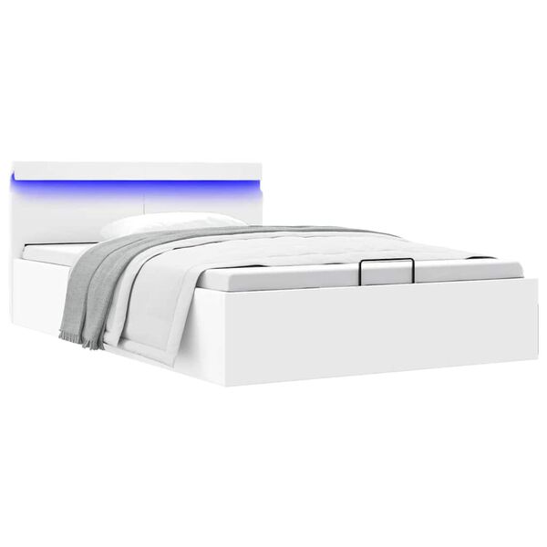 vidaXL Giroletto Contenitore Idraulico LED Bianco Similpelle 140x200cm