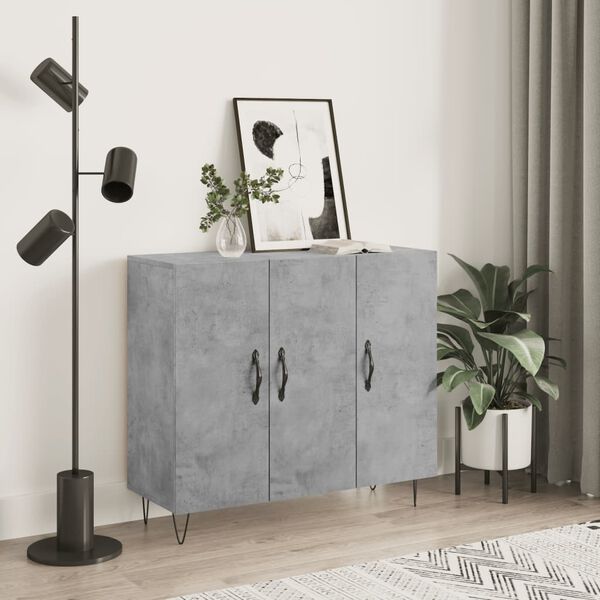vidaXL Credenza Grigio Cemento 90x34x80 cm in Legno Multistrato