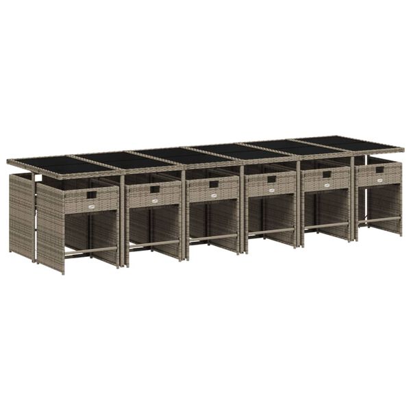 vidaXL Set da Pranzo da Giardino 13pz con Cuscini Grigio in Polyrattan