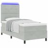 vidaXL Letto a Sorgente LED Grigio chiaro 90 x 190 cm Tessuto