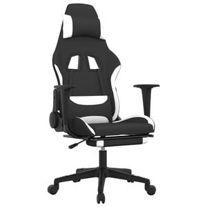 vidaXL Sedia da Gaming con Poggiapiedi Nero e Bianco in Tessuto