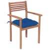 vidaXL Sedie da Giardino 4 pz con Cuscini Blu Massello di Teak