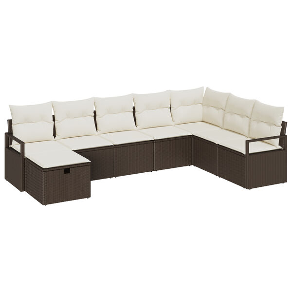 vidaXL Set di divani con cuscino Marrone e Crema polyrattan