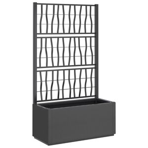 vidaXL Fioriera da Giardino con Traliccio Grigio Scuro 80x36x140 cm PP