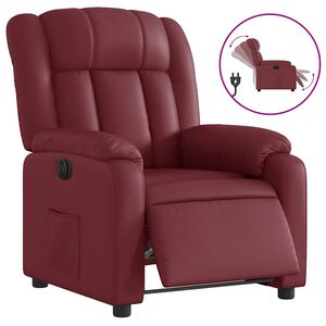 vidaXL Poltrona Reclinabile Elettrica Rosso Vino in Similpelle