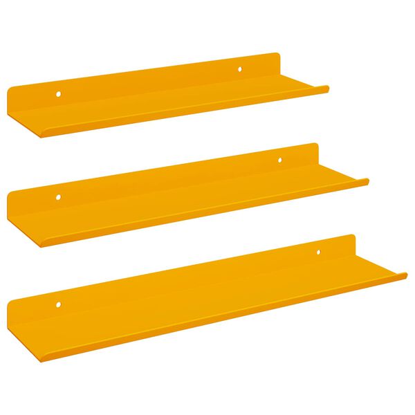 vidaXL Mensola sospesa 3 pcs Giallo senape 40 x 9 x 2,5 cm Acciaio