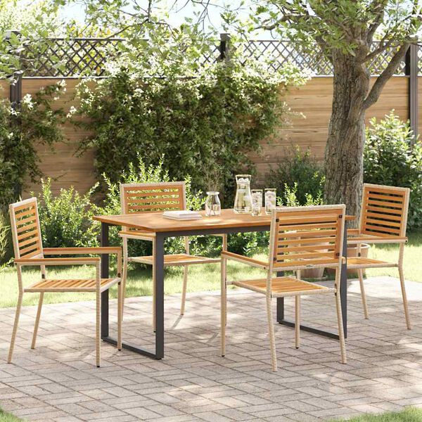 vidaXL Set da Pranzo per Giardino 5 pcs Beige Legno di Acacia Massello