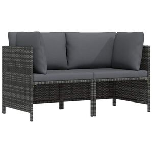 vidaXL Divano da Giardino a 2 Posti con Cuscini in Polyrattan Grigio