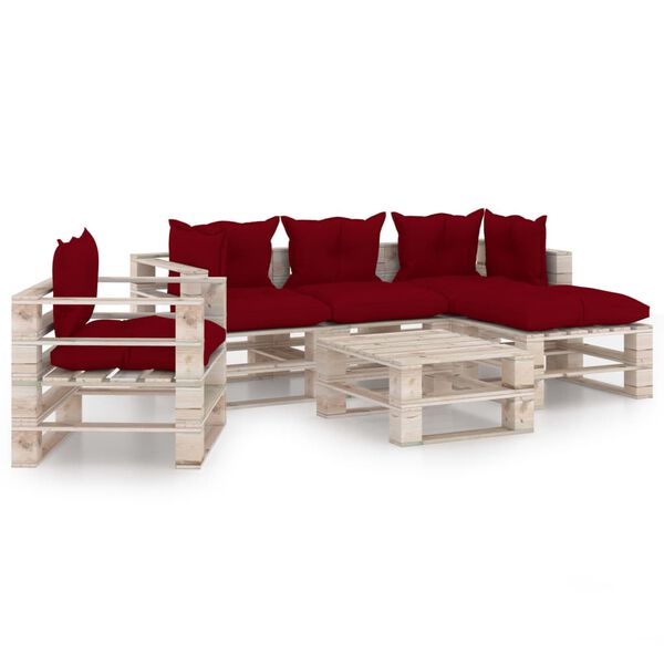 vidaXL Set Salotto Giardino su Pallet Cuscini 6 pz in Legno di Pino