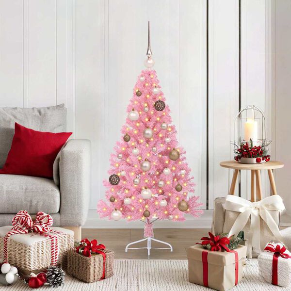 vidaXL Albero di Natale artificiale con luci integrate Rosa 120 cm PVC