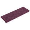vidaXL Tappetini per scale 15 pz 65x21x4 cm Viola scuro con bordo rettangolare