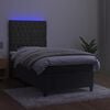 vidaXL Letto a Molle con Materasso e LED Grigio Scuro 100x200 cm