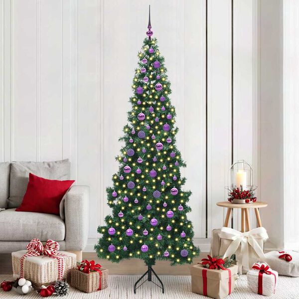 vidaXL Albero di Natale Artificiale Angolare con 300 LED Verde 210 cm