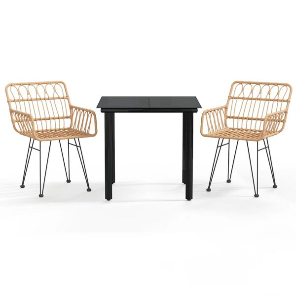 vidaXL Set da Pranzo da Giardino 3 pz in Polyrattan