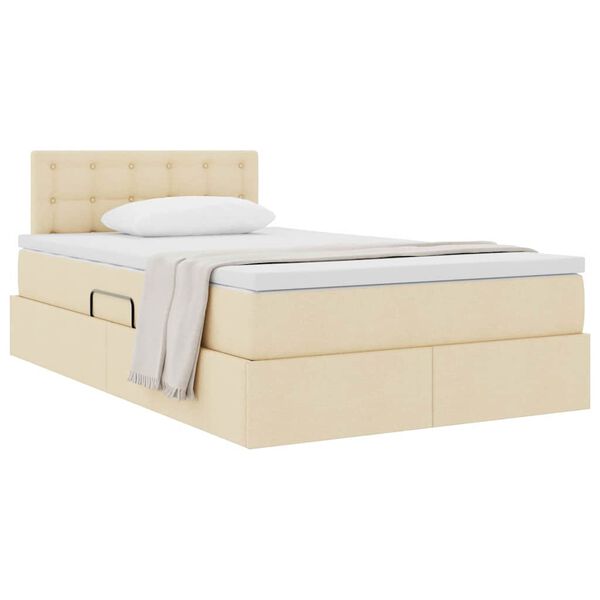 vidaXL Letto con contenitore e materasso Crema 120 x 200 cm