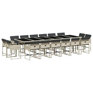 vidaXL Set da Pranzo da Giardino 17pz con Cuscini Grigio in Polyrattan