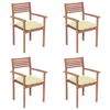 vidaXL Sedie Giardino 4 pz con Cuscini Crema in Massello di Teak