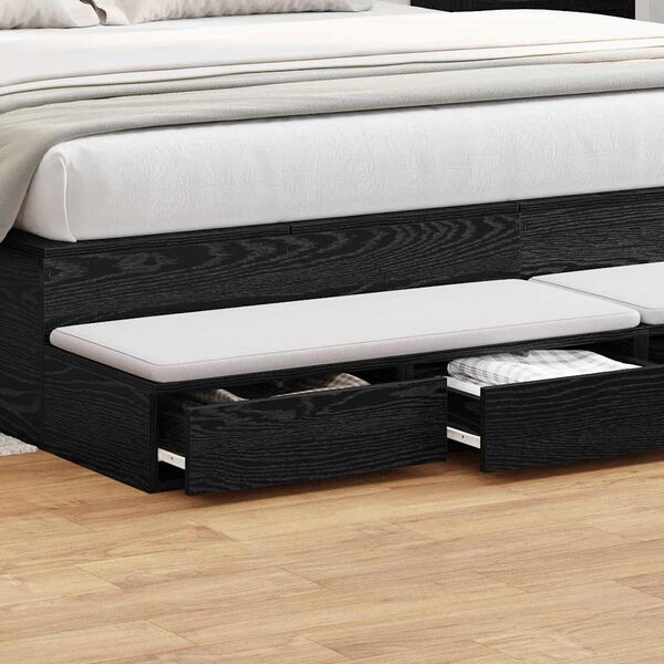 vidaXL Cassetti per letto Rovere Nero 180 x 36,5 x 16,5 cm