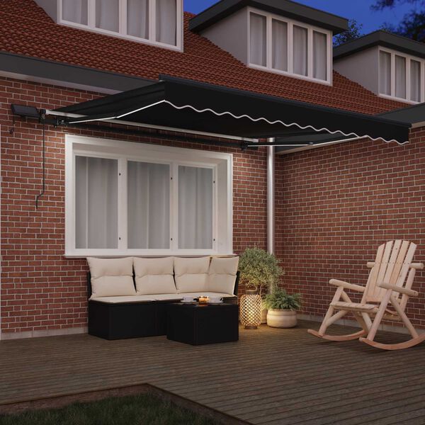 vidaXL Tenda Retrattile Nero 300 x 250 cm Tessuto