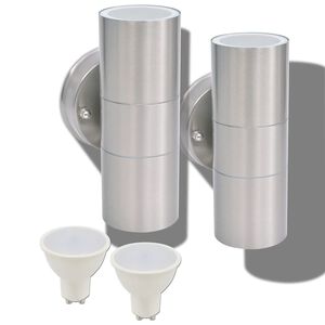vidaXL Applique LED Parete 2pz Acciaio Inox Proiezione Alto/Basso