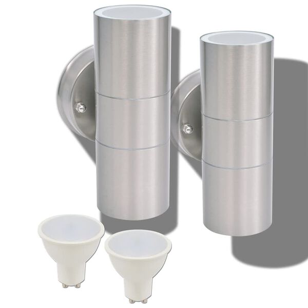 vidaXL Applique LED Parete 2pz Acciaio Inox Proiezione Alto/Basso