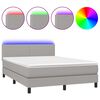 vidaXL Letto a Molle Materasso e LED Grigio Chiaro 140x190 cm Tessuto