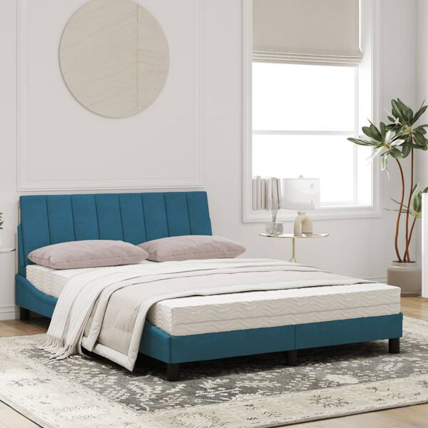 vidaXL Letto con Materasso Hanko Blu 120x200 cm in Velluto