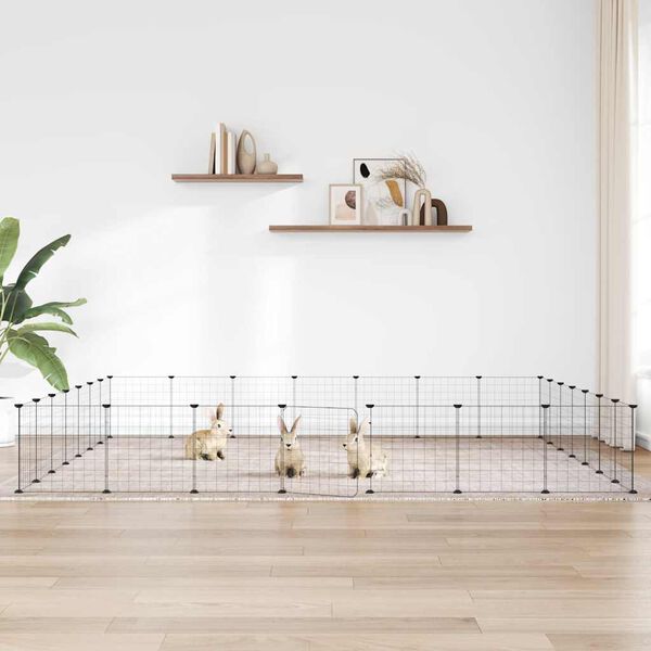 vidaXL Gabbia per Animali 28 Pannelli con Porta Nero 35x35 cm Acciaio