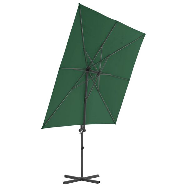 vidaXL Ombrellone a Sbalzo con Palo in Acciaio 250x250 cm Verde