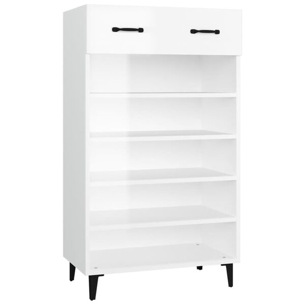 vidaXL Scarpiera Bianco Lucido 60x35x105 cm in Legno Multistrato