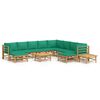 vidaXL Set Salotto da Giardino 12pz con Cuscini Verdi Bamb&ugrave;