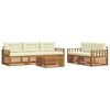 vidaXL Set di divani da esterno con cuscino 6 pcs Naturale e Crema