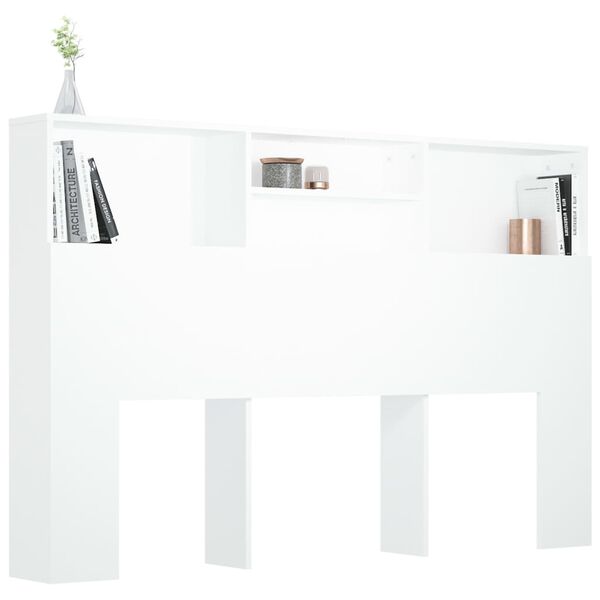 Testiera Letto Con Contenitore VidaXL - Bianco, 160x19x103.5cm, In Legno Multistrato Con 4 Vanità - Foto 8