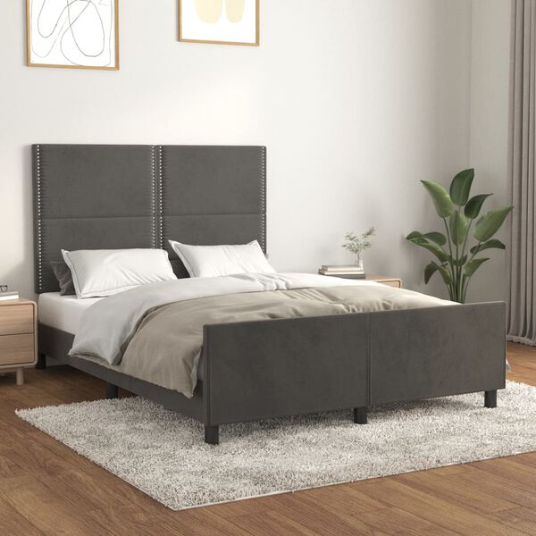 vidaXL Giroletto senza Materasso Grigio Scuro 140x200 cm Velluto