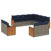 vidaXL Set Divani da Giardino 11 pz con Cuscini Grigio in Polyrattan
