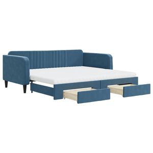 vidaXL Divano Letto Estraibile con Cassetti Blu 100x200 cm in Velluto