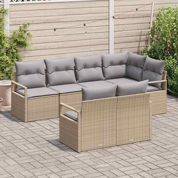 vidaXL Set di divani 7 pcs Beige polyrattan