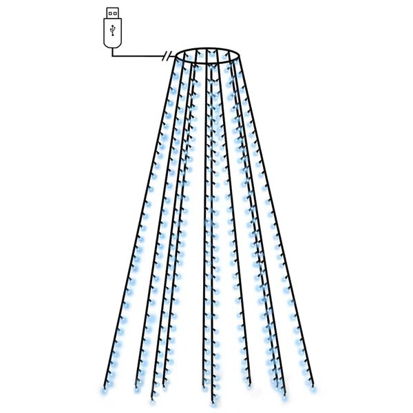 vidaXL Rete di Luce per Albero di Natale 250 LED Blu 250 cm