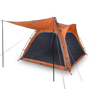 vidaXL Tenda Campeggio 4 Persone Grigio e Arancione Impermeabile