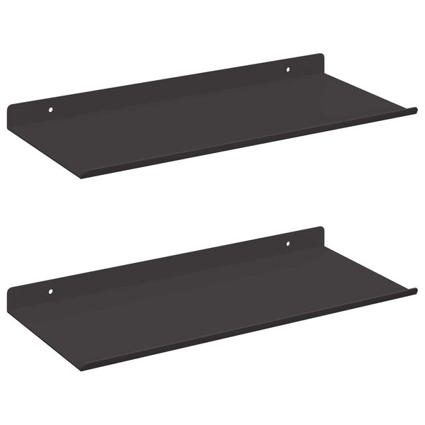 vidaXL Mensola sospesa 2 pcs Nero 40 x 17,5 x 2,5 cm Acciaio