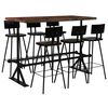 vidaXL Set da Bar 7 pz in Legno Massello di Recupero Multicolore
