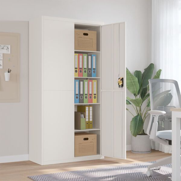 vidaXL Armadio Classificatore Bianco 90x40x180 cm in Acciaio