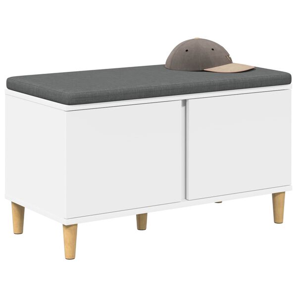 vidaXL Panca per ingresso con cuscino con porta Bianco 80 x 38 x 46 cm