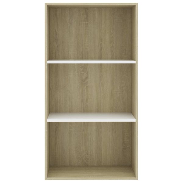 vidaXL Libreria 3 Ripiani Bianco Rovere Sonoma 60x30x114cm Multistrato