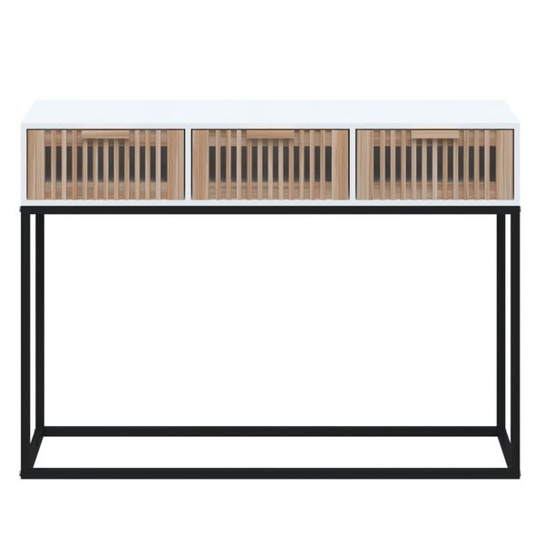 vidaXL Tavolino Consolle Bianco 105x30x75 cm Legno Multistrato e Ferro