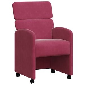 vidaXL Sedie da Pranzo con Ruote 2 pz Velluto Rosso vino