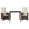 vidaXL Set Bistr&ograve; 3 pz con Cuscini Marrone in Polyrattan