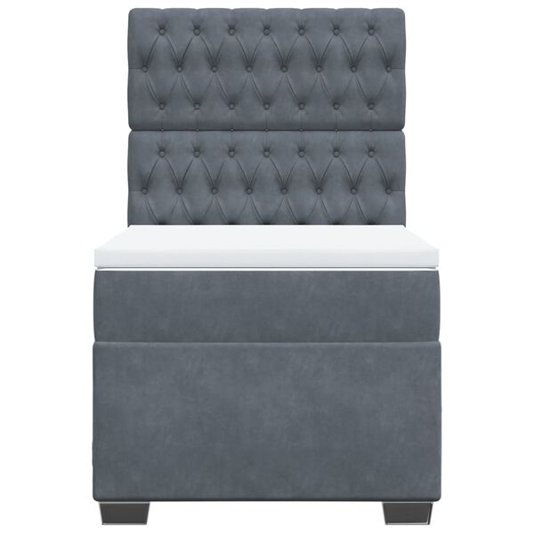 vidaXL Giroletto a Molle con Materasso Grigio Scuro 80x200 cm Velluto