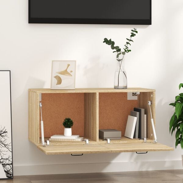 vidaXL Mobile a Parete Rovere Sonoma 80x36,5x35 cm Legno Multistrato