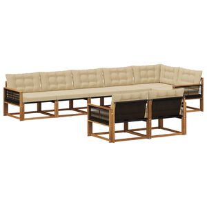 vidaXL Set di divani da esterno con cuscino 8 pcs Naturale e Beige